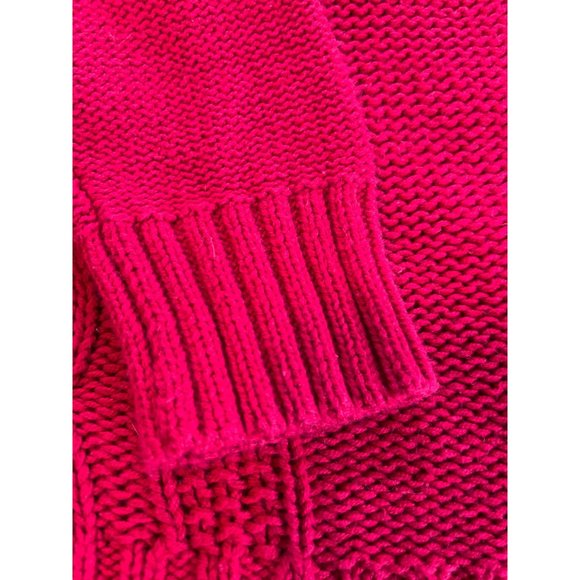 Chaps Sweater XL Red Cable Knit Front High Neck Acrylic Cotton Blend - Picture 5 of 8